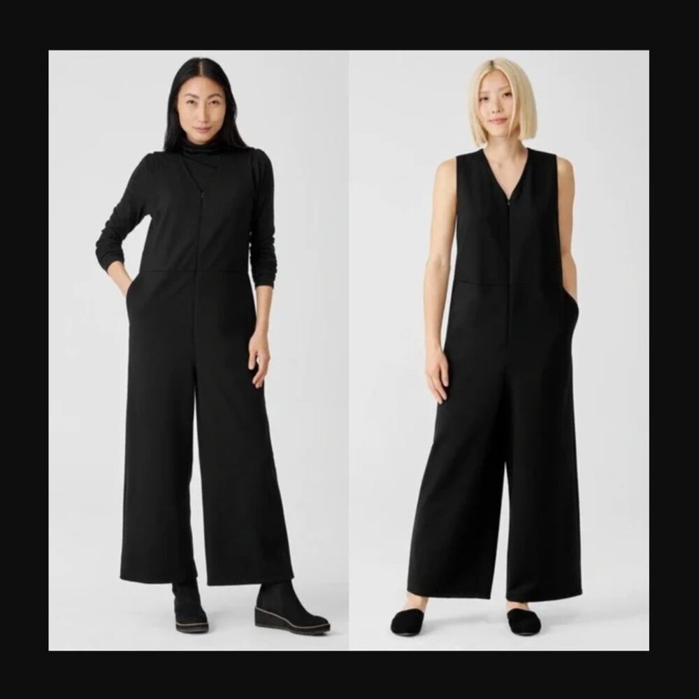 Eileen Fisher Washable Flex Ponte V-Neck Jumpsuit
